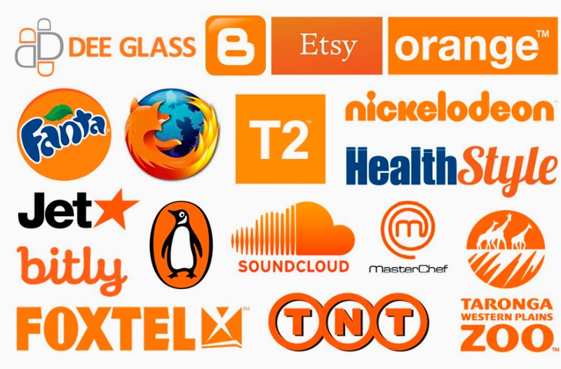Marken mit orangefarbenem Logo